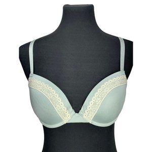 GapBody Favorite‎ Uplift Light Blue & White Lace Over Contour Lightly Padded Bra